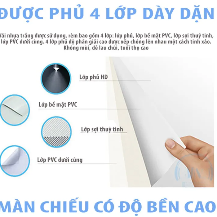 Màn chiếu sợi thủy tinh - độ tương phản cao, hình ảnh tươi sáng và trung thực - chuyên dụng cho máy chiếu - loại dày 4 lớp