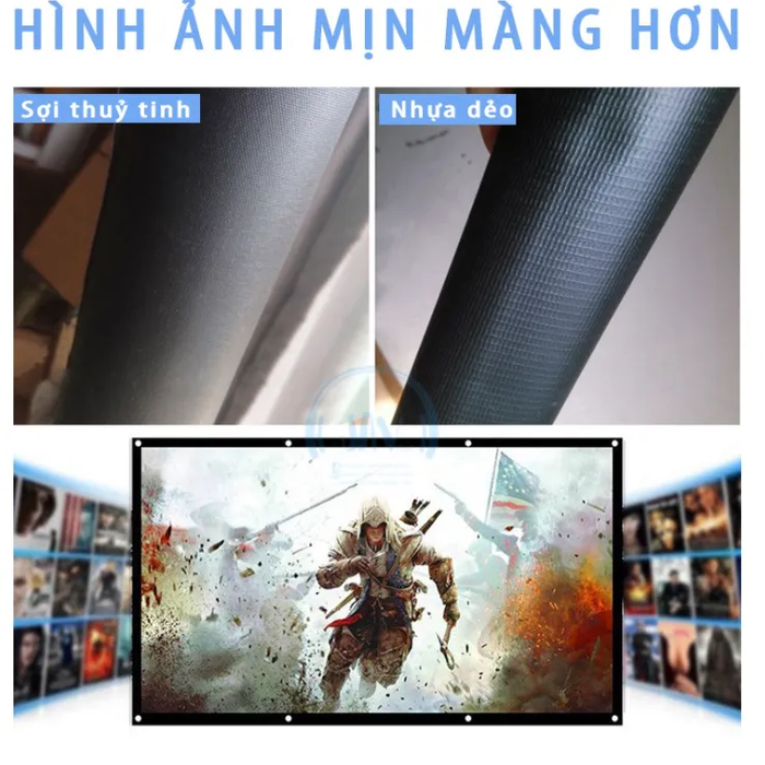 Màn chiếu sợi thủy tinh - độ tương phản cao, hình ảnh tươi sáng và trung thực - chuyên dụng cho máy chiếu - loại dày 4 lớp