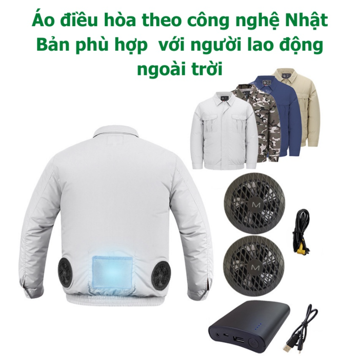 Áo điều hòa chính hãng KAW pin 20.000mAh công suất quạt 12V cực khỏe chống nóng, an toàn