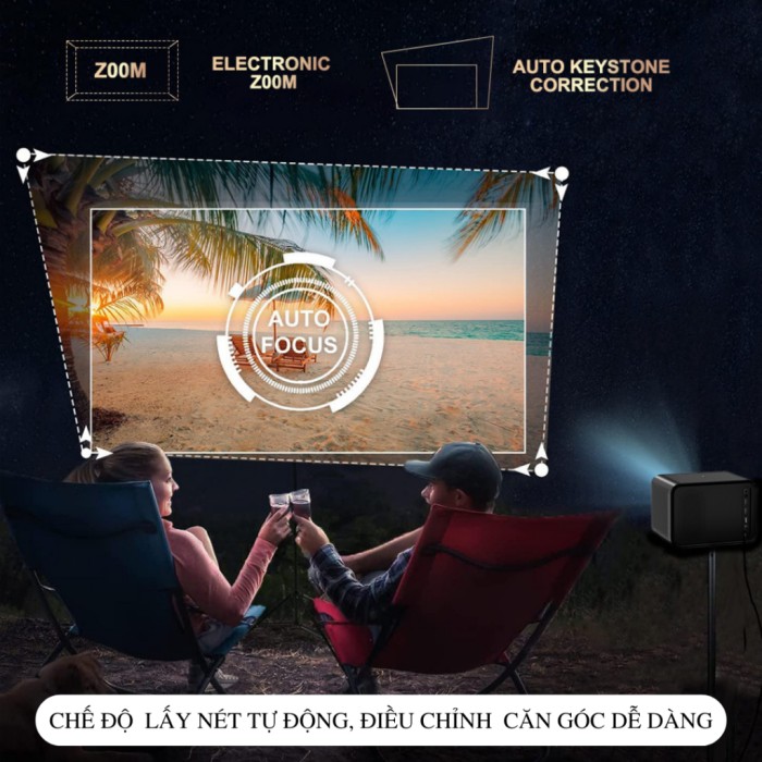 Máy chiếu mini KAW KP935, Hỗ trợ 4K, Âm thanh nổi, Độ phân giải FULL HD 1080p, Đa chức năng