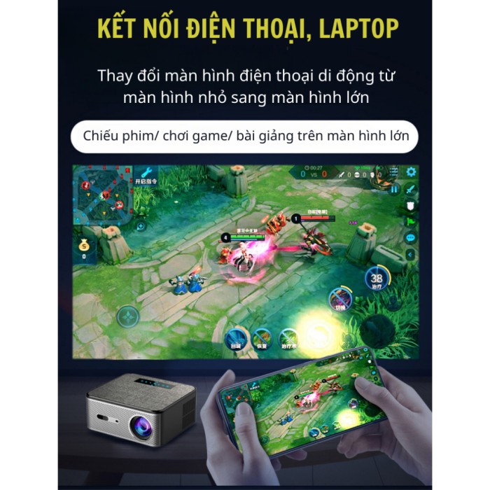 Máy chiếu Mini KS990, Tìm kiếm bằng giọng nói, Máy chiếu thông minh, Xem Tivi Youtube Netflix