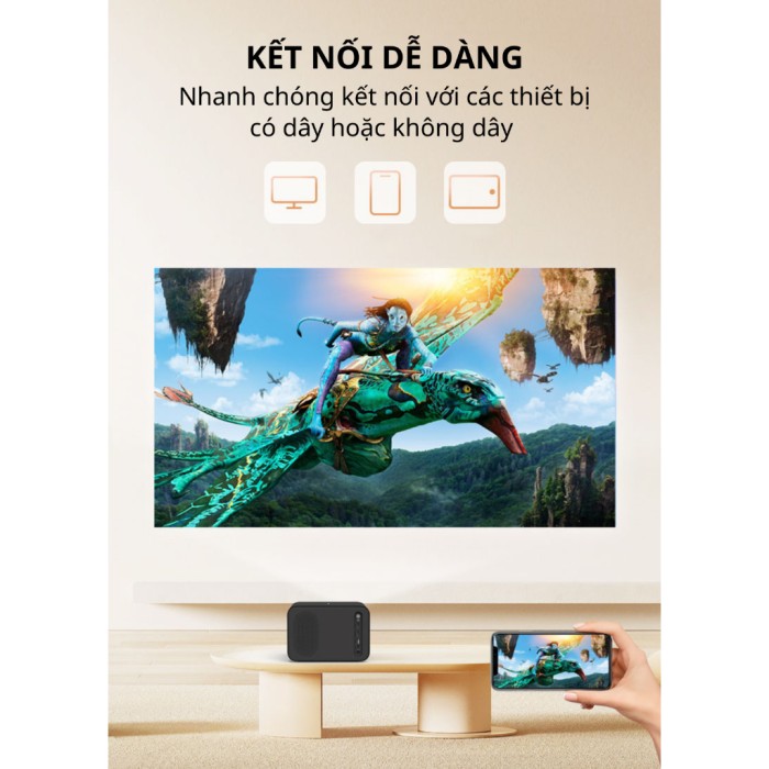 Máy chiếu mini KAW KP935, Hỗ trợ 4K, Âm thanh nổi, Độ phân giải FULL HD 1080p, Đa chức năng