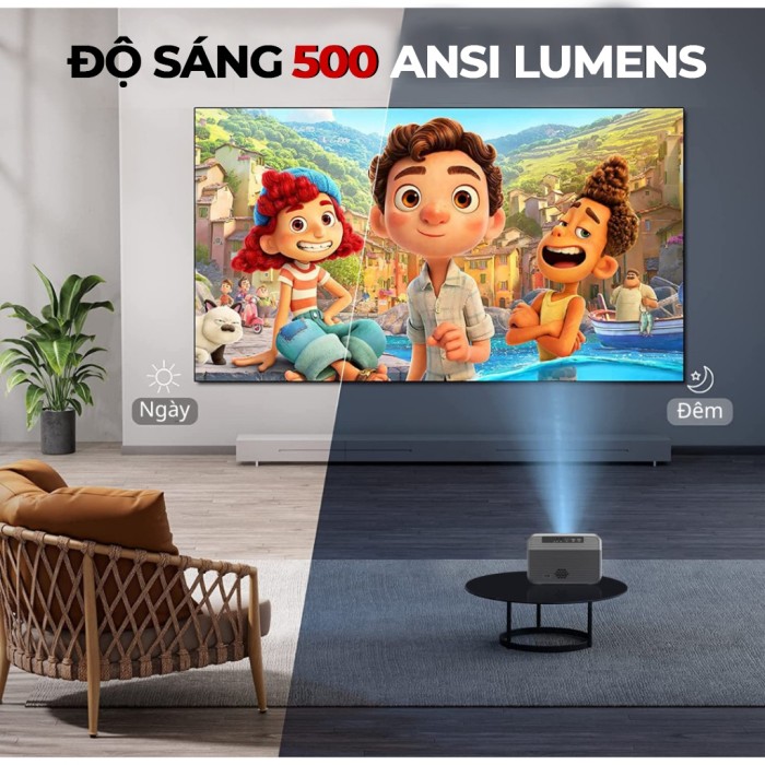 Máy chiếu mini KAW KP960 chất lượng hình ảnh 4K, Độ sáng lớn, Độ phân giải FULL HD 1080p, Kết nối đa thiết bị