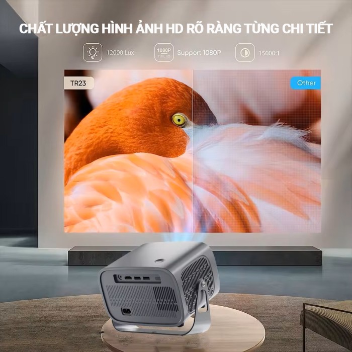 Máy chiếu mini KAW K670 chất lượng hình ảnh 4K, Độ sáng lớn, Kết nối điện thoại, Laptop