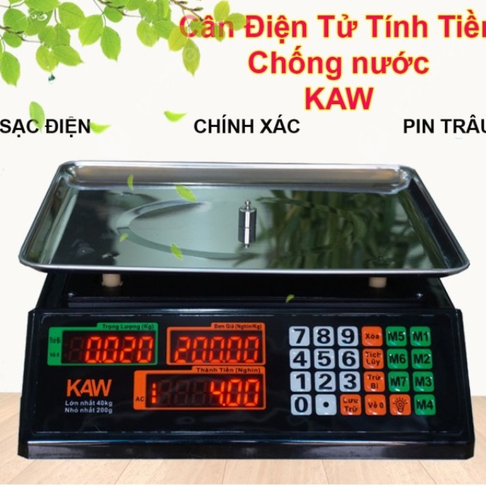 Cân điện tử tính tiền chống nước KAW cao cấp, Màn hình lớn, Dễ sử dụng