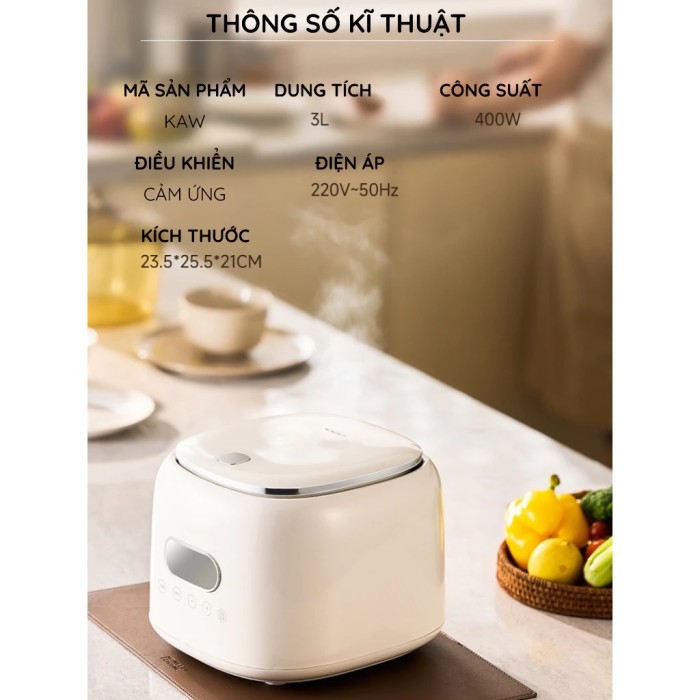 KAW Smart Rice 3L - Nồi Cơm Điện Tử Đa Năng - Công Nghệ Fuzzy Logic
