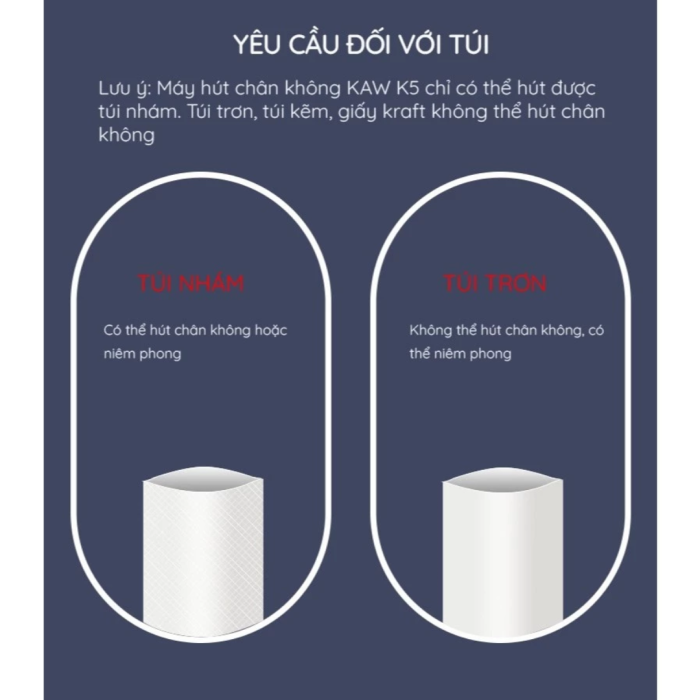 Máy hút chân không KAW K5 – Mini gia đình 90W, hút mạnh 60Kpa, dùng túi nhám, bảo quản thực phẩm tươi lâu