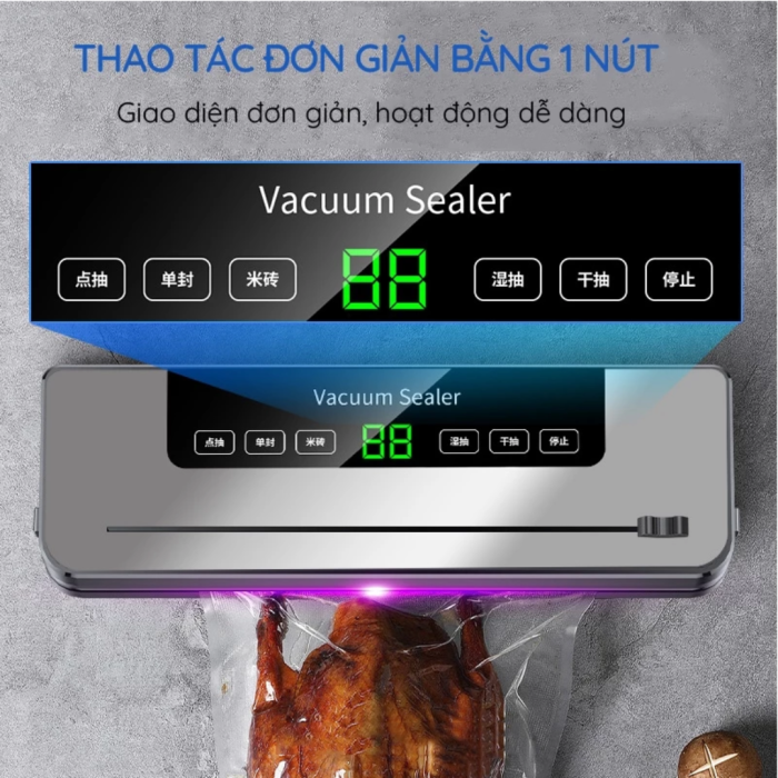 Máy hút chân không KAW K5 – Mini gia đình 90W, hút mạnh 60Kpa, dùng túi nhám, bảo quản thực phẩm tươi lâu