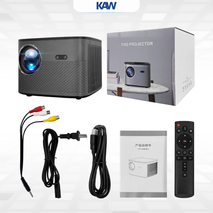 Máy Chiếu KAW MC035 – Full HD 1080P, Android, Loa HIFI 10W, 650 Lumens, Short Throw