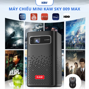 Máy Chiếu Mini KAW SKY 009 MAX DLP – 400 ANSI, Pin 8000mAh, Android 9.0, Hỗ Trợ 4K