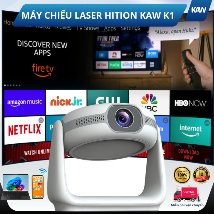 Máy Chiếu Mini 4K Leser Hition KAW K1 Epower – Android 11, Xoay 360°, Pin 5200mAh, Rạp Phim Tại Nhà