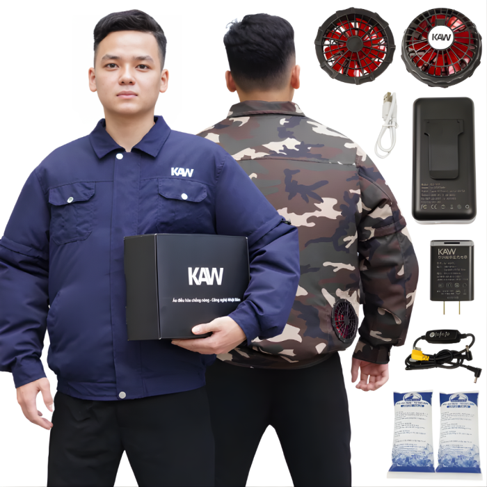 Combo Áo Điều Hòa KAW 558A Chính Hãng Kèm Pin Quạt 30.000mAh – Quạt Làm Mát 3 Cấp Độ, Chống Nắng UV, Bảo Hành Chính Hãng