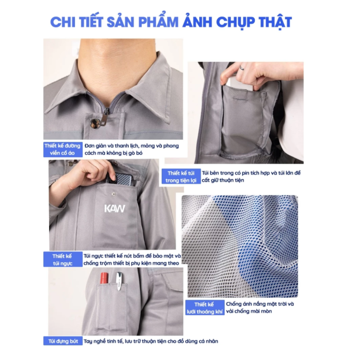 Áo điều hòa quạt gió kaw pin 35.000mah – Áo làm mát cao cấp kèm quạt siêu mạnh, Tuổi thọ pin dài