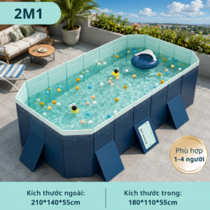 Bể Bơi Tự Động 2m1 Màu Xanh Giá Rẻ, PVC Dày Dặn, An Toàn Cho Bé 
