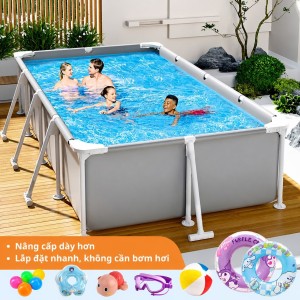Bể Bơi Khung Kim Loại 4.0m Màu Ghi Chính Hãng, Độ Bền Cao, Giá Tốt