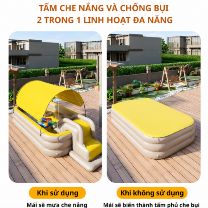 Bể Bơi Phao 2m6 Màu Vàng Có Mái Che, Cao Cấp, Giá Tốt Nhất 