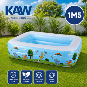Bể Bơi Phao Hình Chữ Nhật 150cm Xanh Trắng, Giá Tốt, PVC Cao Cấp 