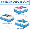 Bể Bơi Phao Hình Chữ Nhật 150cm Xanh Trắng, Giá Tốt, PVC Cao Cấp 