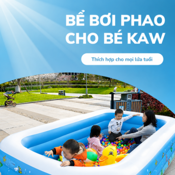 Bể Bơi Phao Hình Chữ Nhật 300cm Xanh Trắng Dày Dặn, Giá Tốt, Chất liệu PVC