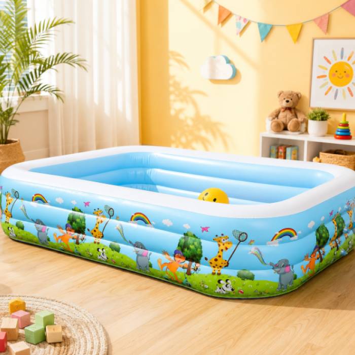 Bể Bơi Phao Hình Chữ Nhật 300cm Xanh Trắng Dày Dặn, Giá Tốt, Chất liệu PVC