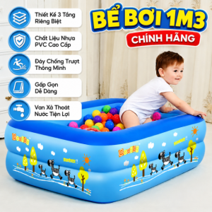 Bể Bơi Phao 130cm Cho Bé Giá Rẻ, An Toàn, Đáy Chống Trượt