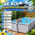 Bể Bơi Khung Kim Loại 2.6m Cao Cấp Màu Ghi - Bể Lắp Ráp Giá Tốt
