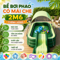 Bể Bơi Phao 2m6 Có Mái Che Màu Xanh Lá, Chống Nắng Cho Bé, Giá Tốt, Không kèm cầu trượt