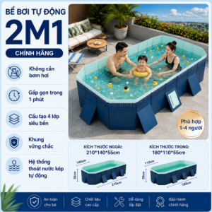Bể Bơi Tự Động 2m1 Màu Xanh Giá Rẻ, PVC Dày Dặn, An Toàn Cho Bé 