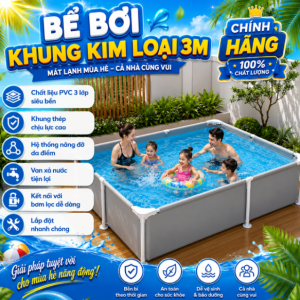 Bể Bơi Lắp Ghép Khung Kim Loại 3.0m Màu Ghi Siêu Bền, Chính Hãng, Giá Tốt 