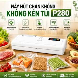Máy Hút Chân Không Không Kén Túi P280 Trắng Chính Hãng, Hút Đồ Khô và Đồ Ướt, Giá Rẻ