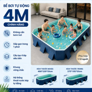 Bể Bơi Tự Động 4m Màu Xanh Khổng Lồ, Giá Tốt Nhất, Bơm Hơi 1 Chạm Siêu Tốc