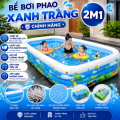 Bể Bơi Phao Hình Chữ Nhật 210cm Xanh Trắng Dày Dặn, Giá Tốt, Chất liệu PVC 