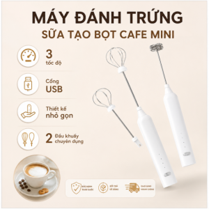 Máy Đánh Trứng Cầm Tay Mini 3 Tốc Độ Màu Trắng, Sạc USB Tiện Lợi, Giá Tốt Nhất