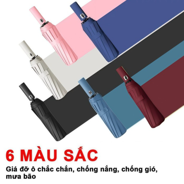 Ô 24 Nan Gấp Gọn Màu Xanh Than Cao Cấp - Ô Khung Thép Siêu Chắc Chắn, Giá Tốt, Tự Động 