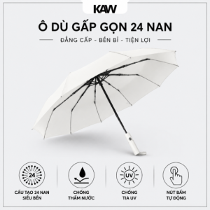 Ô 24 Nan Gấp Gọn Màu Trắng Cao Cấp - Ô Khung Thép Siêu Chắc Chắn, Giá Tốt, Tự Động