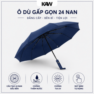 Ô 24 Nan Gấp Gọn Màu Xanh Than Cao Cấp - Ô Khung Thép Siêu Chắc Chắn, Giá Tốt, Tự Động 