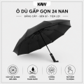 Ô 24 Nan Gấp Gọn Màu Đen Cao Cấp - Ô Khung Thép Siêu Chắc Chắn, Giá Tốt, Tự Động