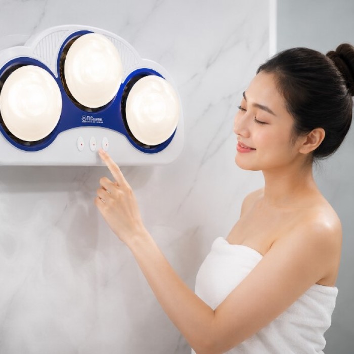 Đèn Sưởi Nhà Tắm 3 Bóng Màu Trắng Bảo Vệ Mắt, Giá Tốt, Tiết Kiệm Điện