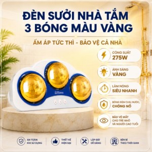 Đèn Sưởi Nhà Tắm 3 Bóng Màu Vàng Bảo Vệ Mắt, Giá Tốt, Tiết Kiệm Điện