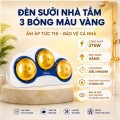 Đèn Sưởi Nhà Tắm 3 Bóng Màu Vàng Bảo Vệ Mắt, Giá Tốt, Tiết Kiệm Điện