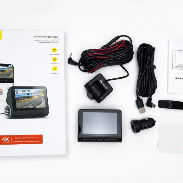 Camera Hành Trình V55 - 4K Màu Đen, Giám Sát 24H, Ghi Hình Đêm Siêu Nét