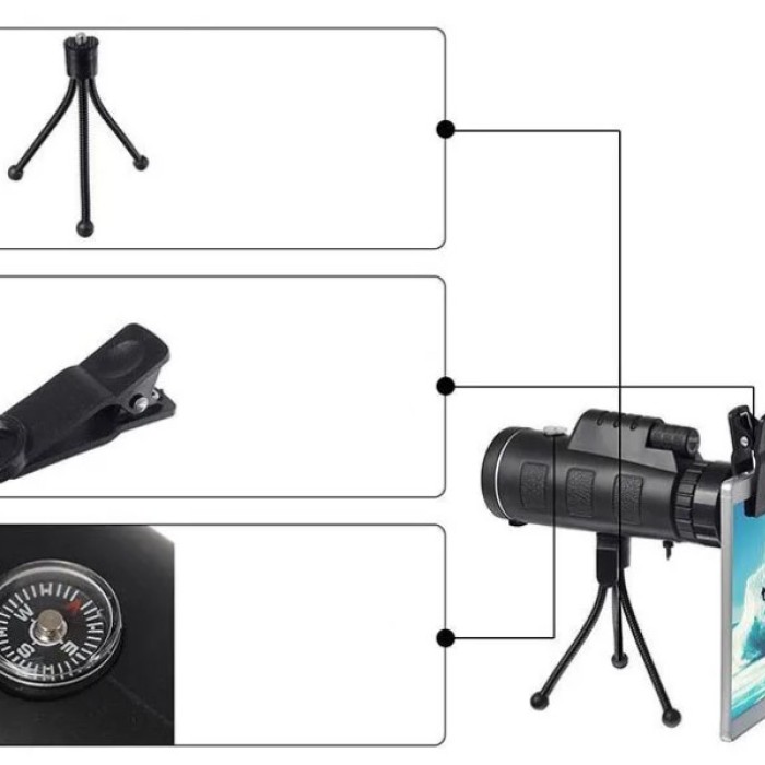 Ống nhòm Panda/Monocular 1 mắt Chống Va Đập, Có La Bàn Cho Điện Thoại, Tầm Nhìn Xa 