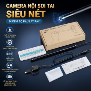 Camera Nội Soi Tai Siêu Nét 3 Trong 1 - Máy Lấy Ráy Tai Có Camera Mini Cho Điện Thoại, Chống Nước IP67 (Tặng Đầu Lấy Ráy) 