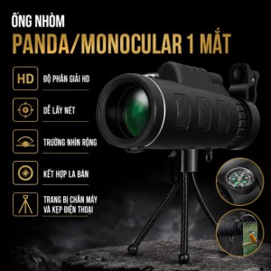 Ống nhòm Panda/Monocular 1 mắt Chống Va Đập, Có La Bàn Cho Điện Thoại, Tầm Nhìn Xa 