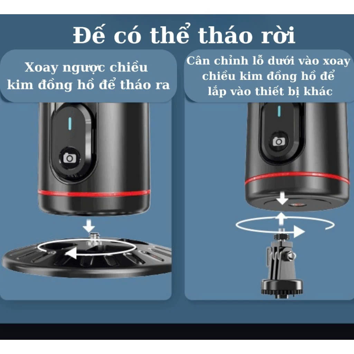 Gimbal AI Q02 Xoay 360 Độ - Theo Dõi Khuôn Mặt Thông Minh, Nhỏ Gọn, Có Đèn