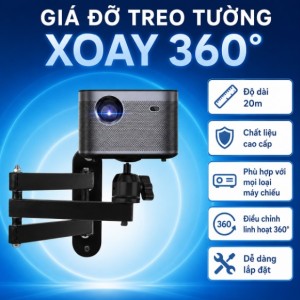 Giá Đỡ Máy Chiếu Treo Tường 20cm Xoay 360 Độ Cao Cấp, Chịu Lực Tốt, Giá Tốt