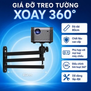Giá Đỡ Máy Chiếu Treo Tường 80cm Xoay 360 Độ Cao Cấp, Chịu Lực Tốt, Giá Tốt