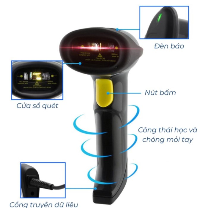 Máy Quét Mã Vạch KAW Bluetooth 2D Chính Hãng – Pin Trâu, Giá Tốt, Quét Nhanh Mọi Mã Vạch 