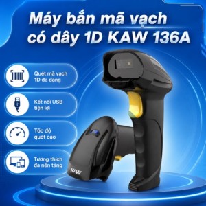 Máy Quét Mã Vạch 1D KAW 136A Chính Hãng – Kết Nối USB Tiện Lợi, Đọc Mã Nhạy, Giá Tốt 