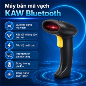 Máy Quét Mã Vạch KAW Bluetooth 2D Chính Hãng – Pin Trâu, Giá Tốt, Quét Nhanh Mọi Mã Vạch 